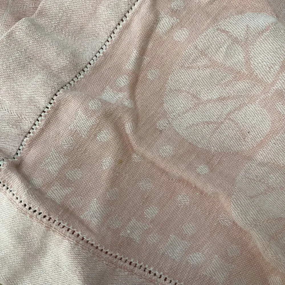 Vintage Linen Tablecloth Light Pink Persian Style Reversible 54